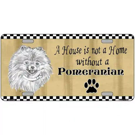 Pencil Sketch Pomeranian Metal Dog Novelty License Plate 24" x 12" (LLP)