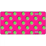 Lime Green Polka Dots Hot Pink Metal Novelty License Plate 24" x 12" (LLP)