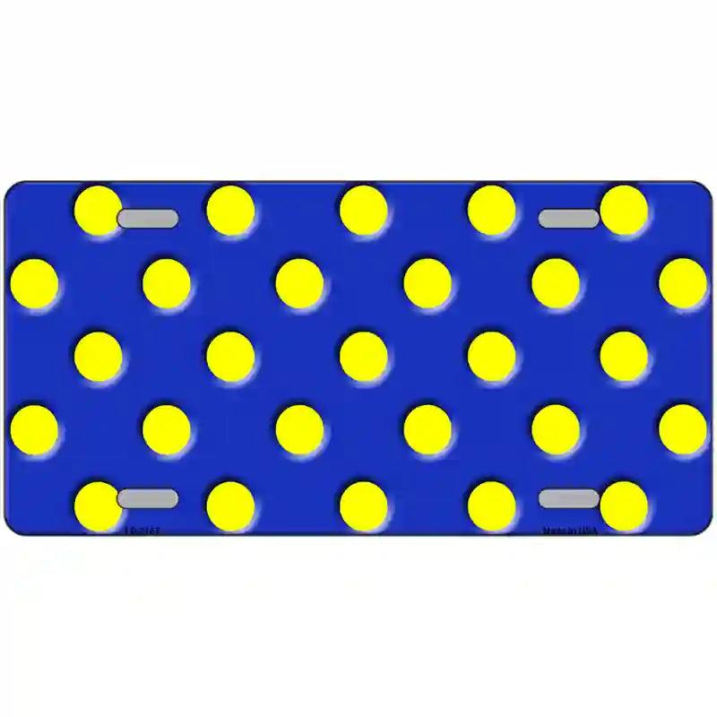 Yellow Polka Dots Royal Blue Metal Novelty License Plate 24" x 12" (LLP)