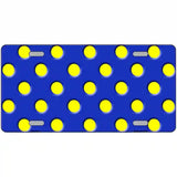 Yellow Polka Dots Royal Blue Metal Novelty License Plate 24" x 12" (LLP)