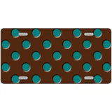 Teal Polka Dots Brown Metal Novelty License Plate 24" x 12" (LLP)