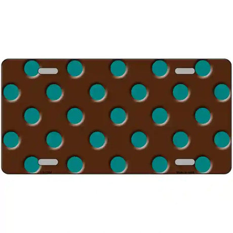 Teal Polka Dots Brown Metal Novelty License Plate 24" x 12" (LLP)