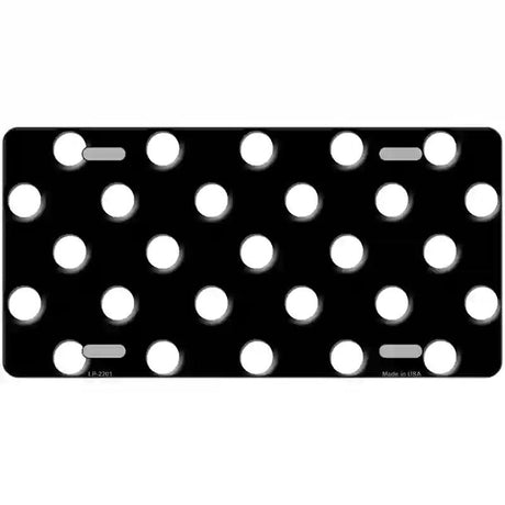 White Polka Dots Black Metal Novelty License Plate 24" x 12" (LLP)