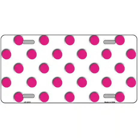 Hot Pink Polka Dots White Metal Novelty License Plate 24" x 12" (LLP)