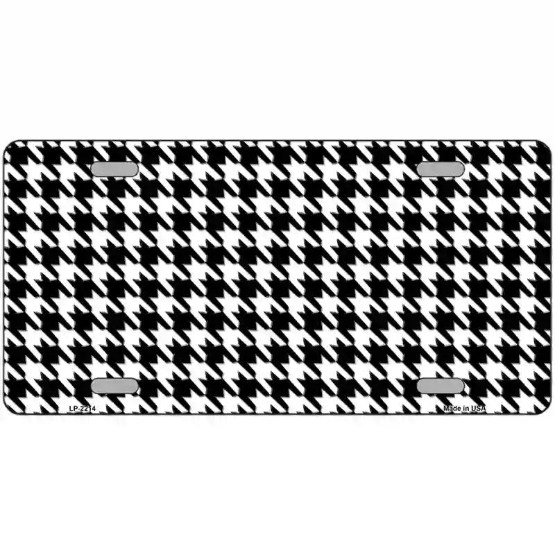 White Black Houndstooth Metal Novelty License Plate 24" x 12" (LLP)