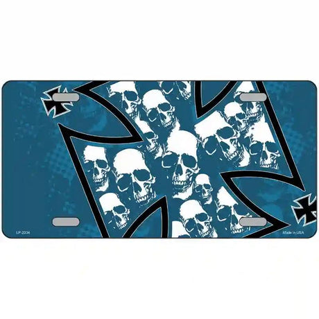 Maltese Cross Skulls Metal Novelty License Plate 24" x 12" (LLP)