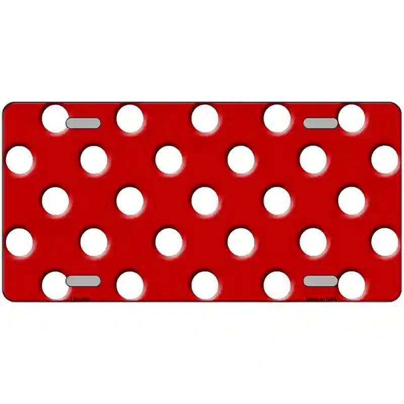 White Polka Dots Red Metal Novelty License Plate 24" x 12" (LLP)