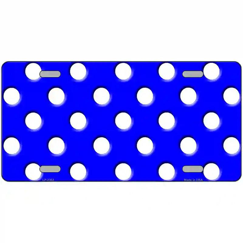White Polka Dots Royal Blue Metal Novelty License Plate 24" x 12" (LLP)