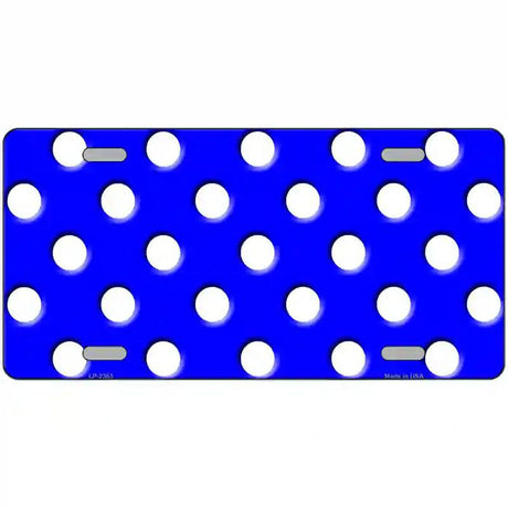 White Polka Dots Royal Blue Metal Novelty License Plate 24" x 12" (LLP)
