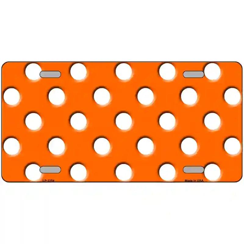White Polka Dots Orange Metal Novelty License Plate 24" x 12" (LLP)