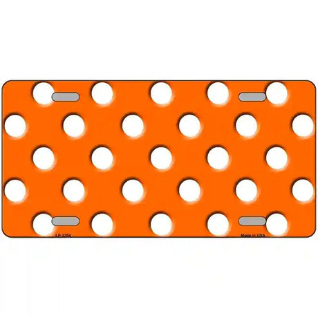White Polka Dots Orange Metal Novelty License Plate 24" x 12" (LLP)