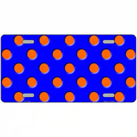 Orange Polka Dots Royal Blue Metal Novelty License Plate 24" x 12" (LLP)