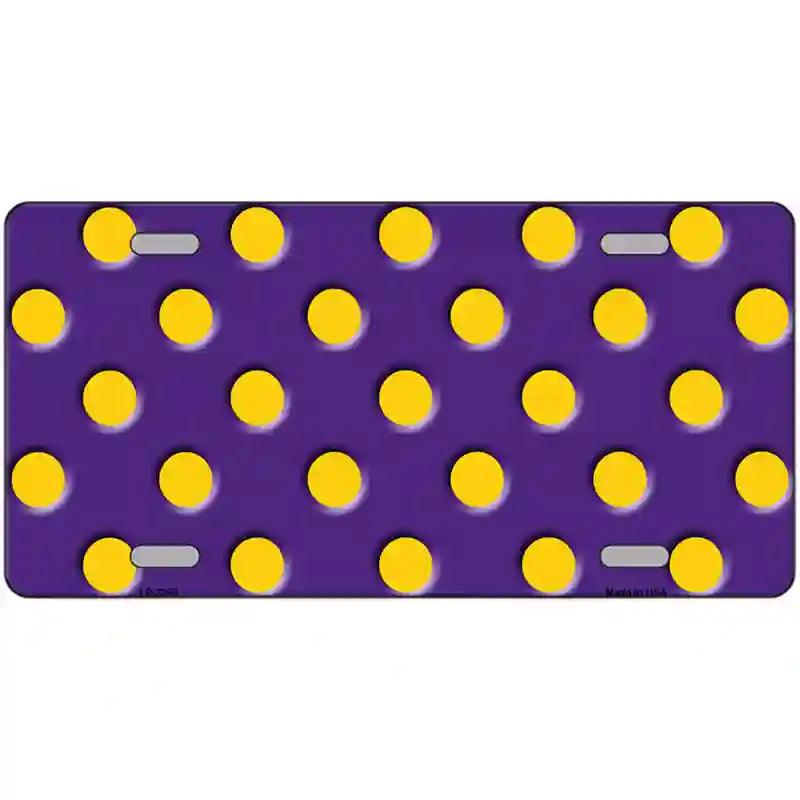 Yellow Polka Dots Purple Metal Novelty License Plate 24" x 12" (LLP)