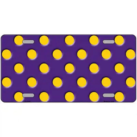 Yellow Polka Dots Purple Metal Novelty License Plate 24" x 12" (LLP)