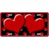 Red Black Polka Dot Red Center Hearts Novelty License Plate 24" x 12" (LLP)