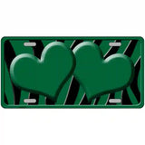 Green Black Zebra Green Centered Hearts Novelty License Plate 24" x 12" (LLP)