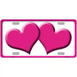 Solid Pink Centered Hearts White Novelty License Plate 24" x 12" (LLP)