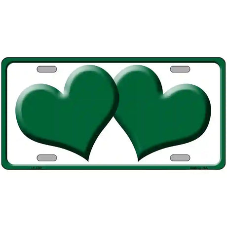 Solid Green Centered Hearts White Novelty License Plate 24" x 12" (LLP)