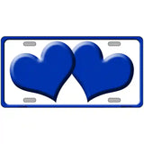 Solid Blue Centered Hearts White Novelty License Plate 24" x 12" (LLP)
