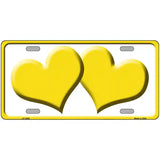 Solid Yellow Centered Hearts White Novelty License Plate 24" x 12" (LLP)