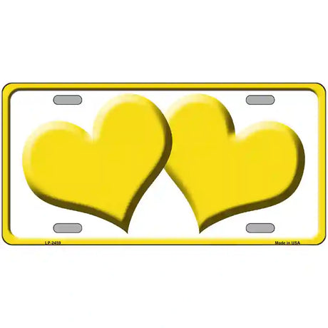 Solid Yellow Centered Hearts White Novelty License Plate 24" x 12" (LLP)