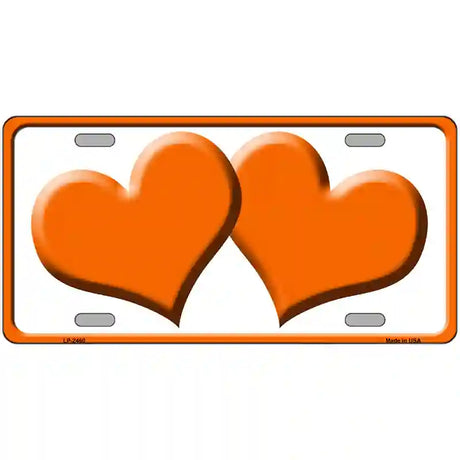 Solid Orange Centered Hearts White Novelty License Plate 24" x 12" (LLP)