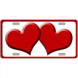 Solid Red Centered Hearts White Novelty License Plate 24" x 12" (LLP)