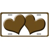 Solid Brown Centered Hearts White Novelty License Plate 24" x 12" (LLP)