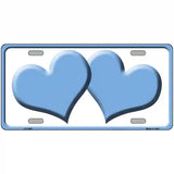 Solid Light Blue Centered Hearts White Novelty License Plate 24" x 12" (LLP)