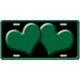 Solid Green Centered Hearts Black Novelty License Plate 24" x 12" (LLP)
