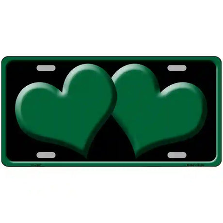 Solid Green Centered Hearts Black Novelty License Plate 24" x 12" (LLP)