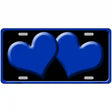 Solid Blue Centered Hearts Black Novelty License Plate 24" x 12" (LLP)
