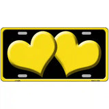 Solid Yellow Centered Hearts Black Novelty License Plate 24" x 12" (LLP)