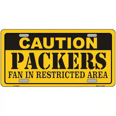 Caution Packers Metal Novelty License Plate 24" x 12" (LLP)