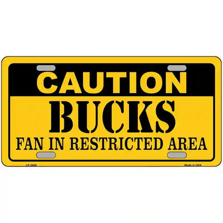 Caution Bucks Fan Metal Novelty License Plate 24" x 12" (LLP)
