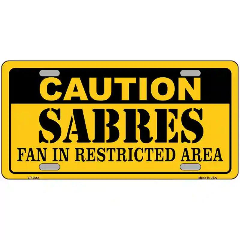 Caution Sabres Metal Novelty License Plate 24" x 12" (LLP)