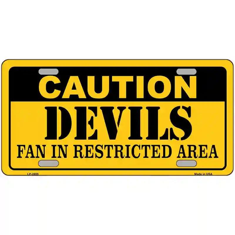 Caution Devils Metal Novelty License Plate 24" x 12" (LLP)