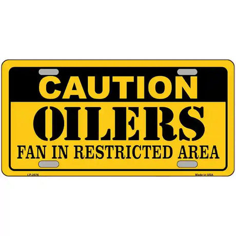 Caution Oilers Metal Novelty License Plate 24" x 12" (LLP)