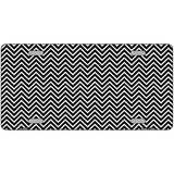 Black White Chevron Metal Novelty License Plate 24" x 12" (LLP)
