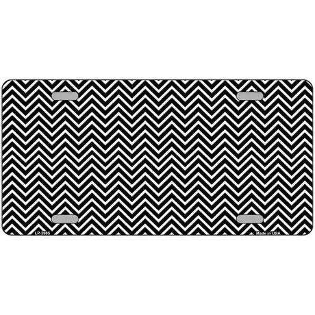 Black White Chevron Metal Novelty License Plate 24" x 12" (LLP)