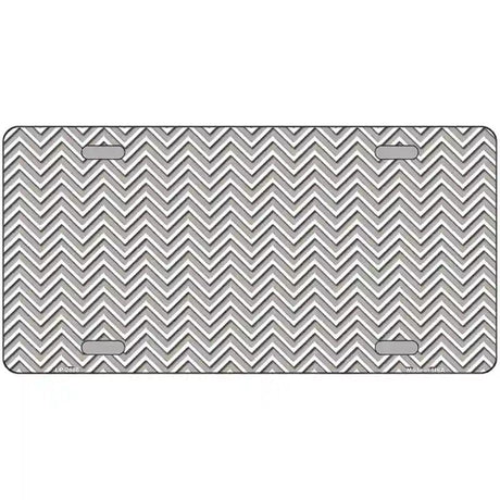 Grey White Chevron Metal Novelty License Plate 24" x 12" (LLP)