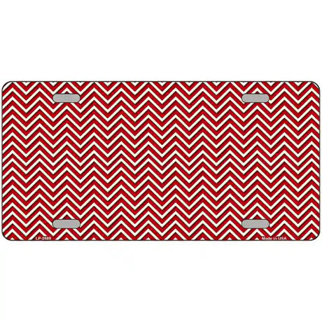 Red White Chevron Metal Novelty License Plate 24" x 12" (LLP)
