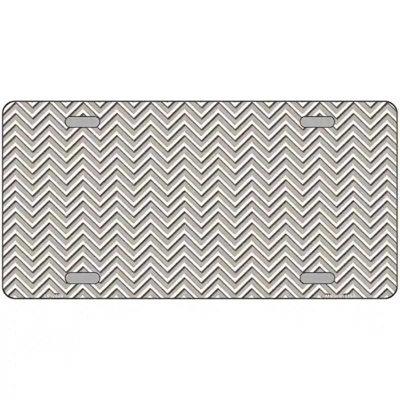 Tan White Chevron Metal Novelty License Plate 24" x 12" (LLP)