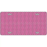 Pink White Chevron Metal Novelty License Plate 24" x 12" (LLP)