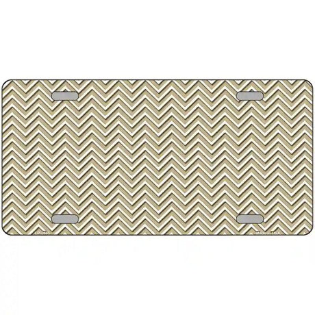 Gold White Chevron Metal Novelty License Plate 24" x 12" (LLP)