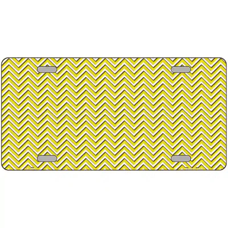 Yellow White Chevron Metal Novelty License Plate 24" x 12" (LLP)