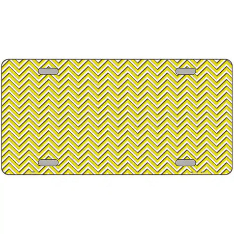 Yellow White Chevron Metal Novelty License Plate 24" x 12" (LLP)