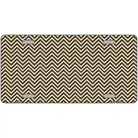 Brown White Chevron Metal Novelty License Plate 24" x 12" (LLP)