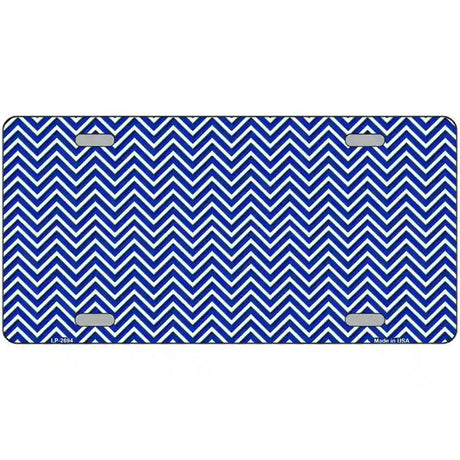 Blue White Chevron Metal Novelty License Plate 24" x 12" (LLP)