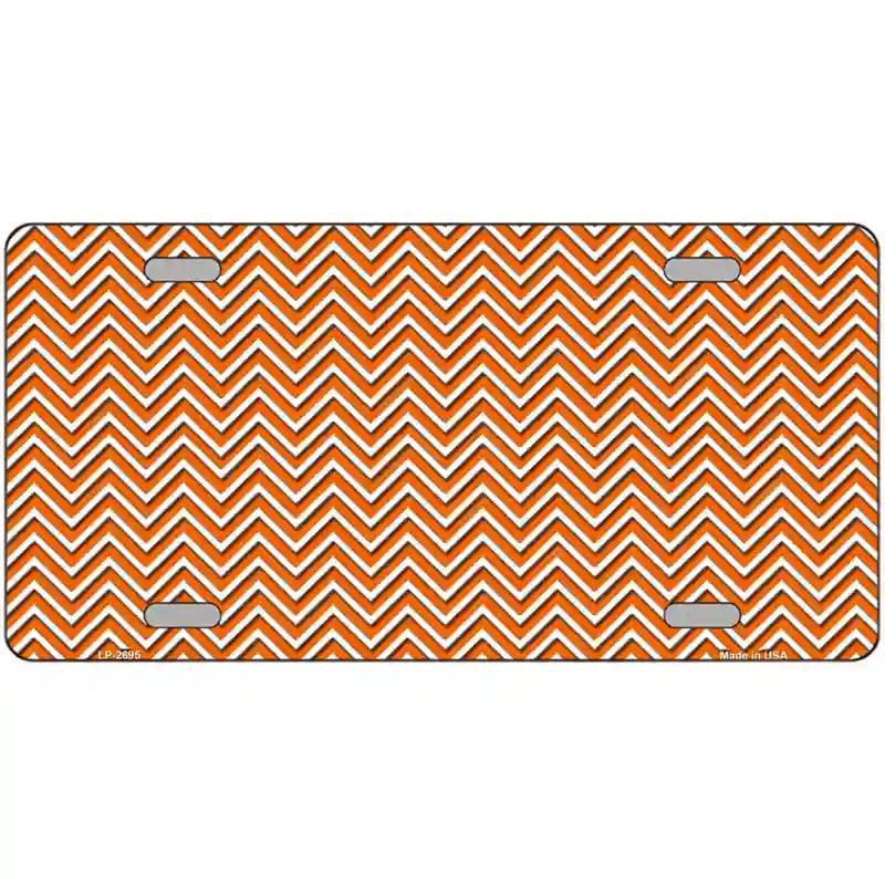 Orange White Chevron Metal Novelty License Plate 24" x 12" (LLP)